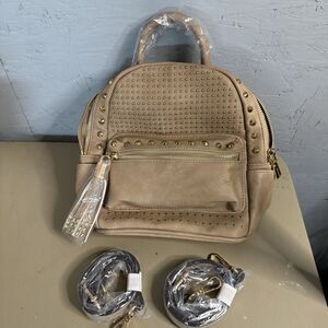 Brentano Studded Backpack In Sand 8” x 9” x 5”